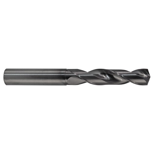 10 mm Dia. × 10 mm Shank × 47 mm Flute Length × 89 mm OAL, 3xD, 142°, AlTiN, 2 Flute, Coolant Thru, Round Solid Carbide Drill